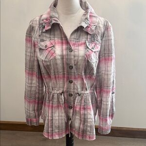 Plaid Pink and Gray Women's Jacket